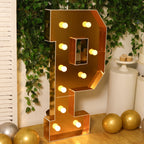 Giant LED Marquee Light Up Letter "P", Gold 4ft Pre - Cut Foam Board with 10 Warm White Battery Operated LEDs, Glue Gun and Sticks - Bell Racket Store