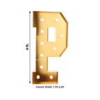 Giant LED Marquee Light Up Letter "P", Gold 4ft Pre - Cut Foam Board with 10 Warm White Battery Operated LEDs, Glue Gun and Sticks - Bell Racket Store