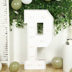 Giant LED Marquee Light Up Letter "P", White 4ft Pre - Cut Foam Board with 10 Warm White Battery Operated LEDs, Glue Gun and Sticks - Bell Racket Store