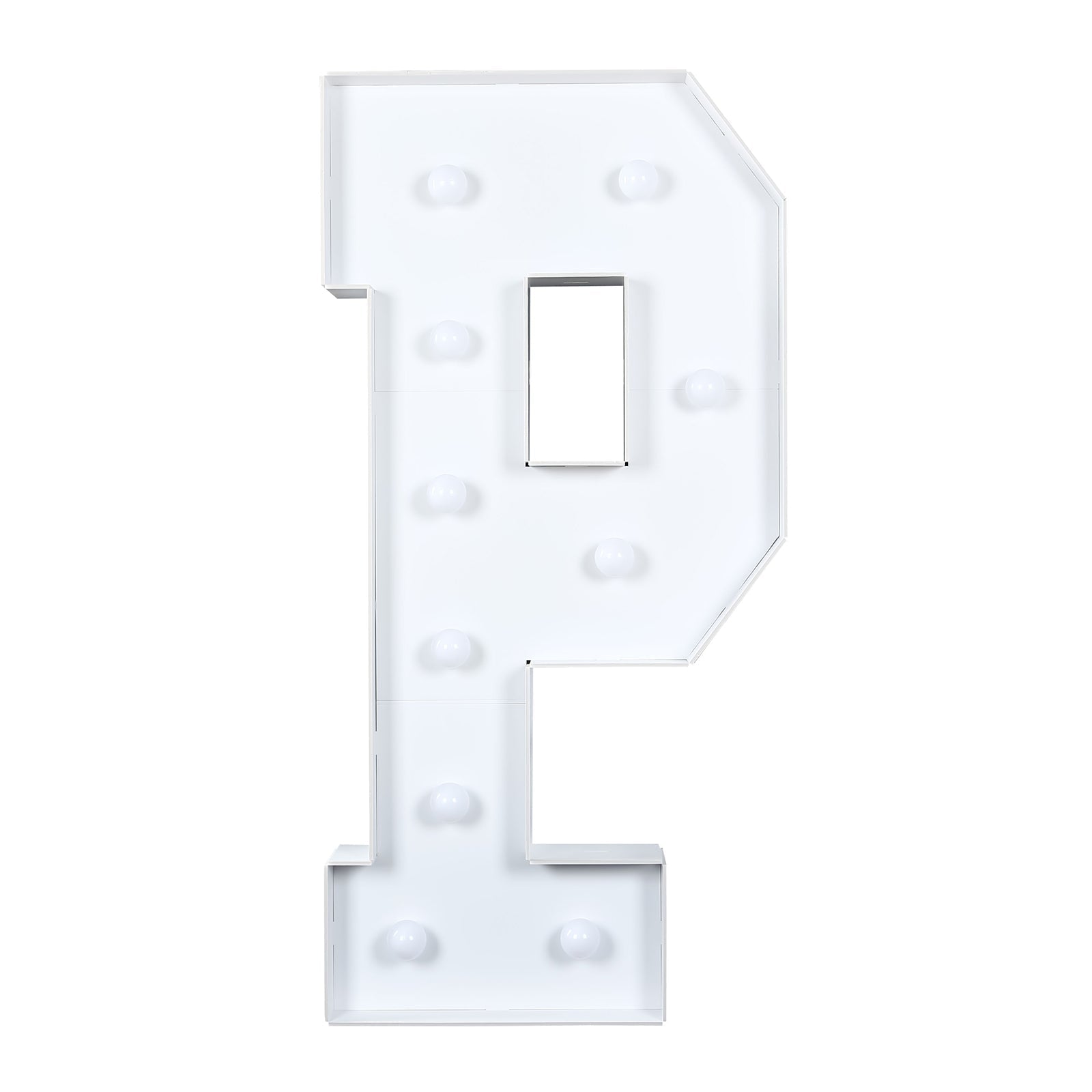 Giant LED Marquee Light Up Letter "P", White 4ft Pre - Cut Foam Board with 10 Warm White Battery Operated LEDs, Glue Gun and Sticks - Bell Racket Store