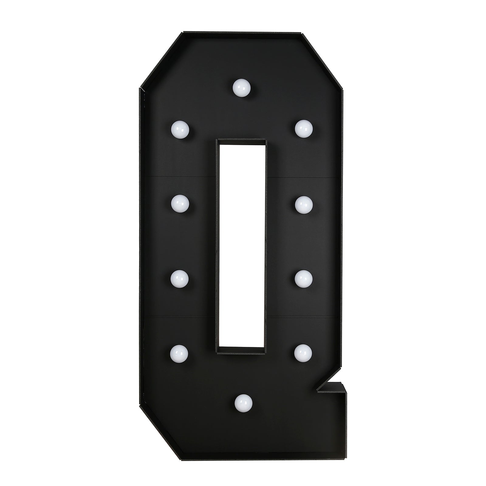 Giant LED Marquee Light Up Letter "Q", Black 4ft Pre - Cut Foam Board with 10 Warm White Battery Operated LEDs, Glue Gun and Sticks - Bell Racket Store