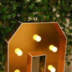 Giant LED Marquee Light Up Letter "Q", Gold 4ft Pre - Cut Foam Board with 10 Warm White Battery Operated LEDs, Glue Gun and Sticks - Bell Racket Store