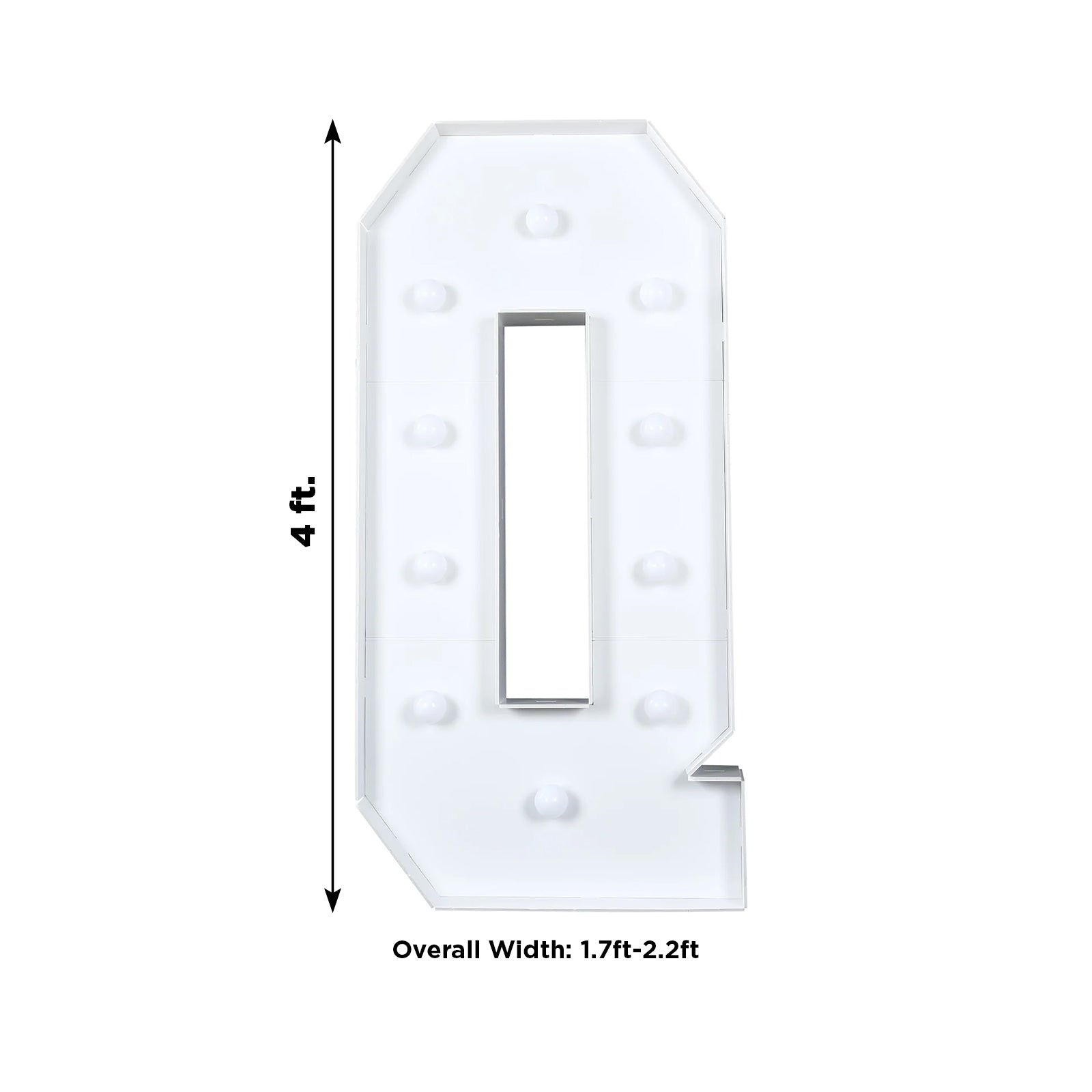 Giant LED Marquee Light Up Letter "Q", White 4ft Pre - Cut Foam Board with 10 Warm White Battery Operated LEDs, Glue Gun and Sticks - Bell Racket Store