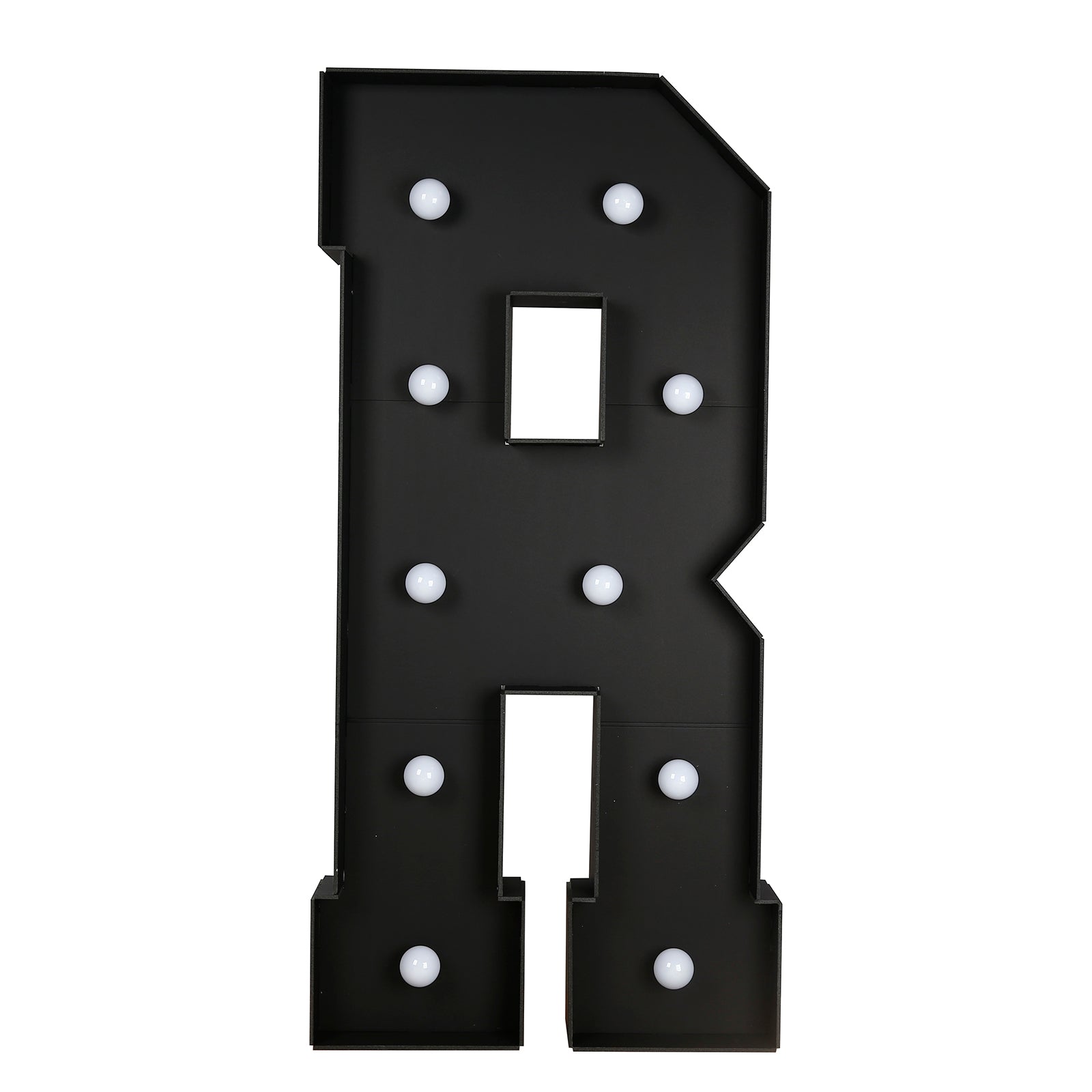 Giant LED Marquee Light Up Letter "R", Black 4ft Pre - Cut Foam Board with 10 Warm White Battery Operated LEDs, Glue Gun and Sticks - Bell Racket Store