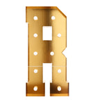 Giant LED Marquee Light Up Letter "R", Gold 4ft Pre - Cut Foam Board with 10 Warm White Battery Operated LEDs, Glue Gun and Sticks - Bell Racket Store