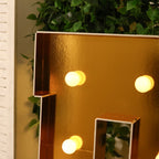 Giant LED Marquee Light Up Letter "R", Gold 4ft Pre - Cut Foam Board with 10 Warm White Battery Operated LEDs, Glue Gun and Sticks - Bell Racket Store