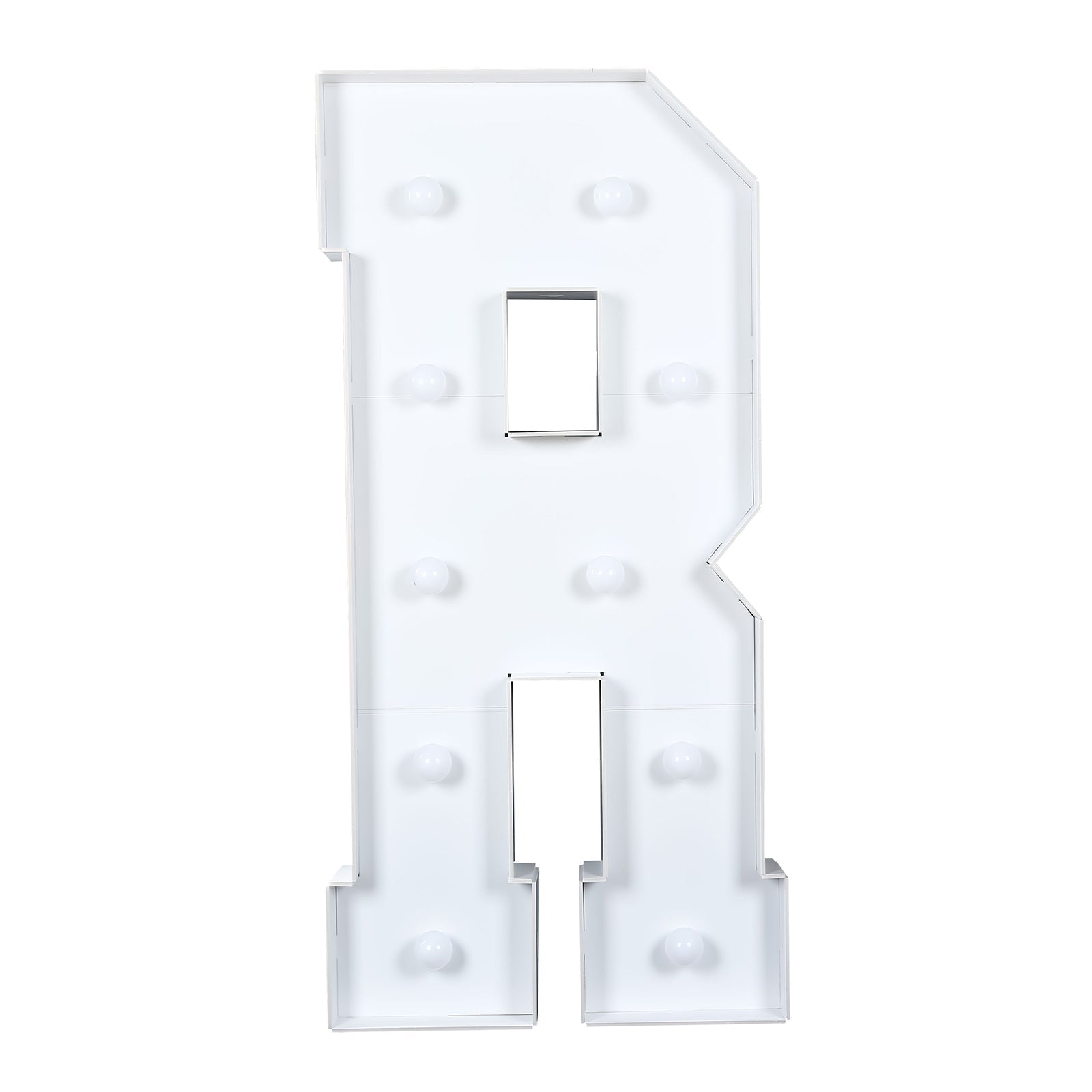 Giant LED Marquee Light Up Letter "R", White 4ft Pre - Cut Foam Board with 10 Warm White Battery Operated LEDs, Glue Gun and Sticks - Bell Racket Store