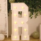 Giant LED Marquee Light Up Letter "R", White 4ft Pre - Cut Foam Board with 10 Warm White Battery Operated LEDs, Glue Gun and Sticks - Bell Racket Store
