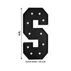 Giant LED Marquee Light Up Letter "S", Black 4ft Pre - Cut Foam Board with 10 Warm White Battery Operated LEDs, Glue Gun and Sticks - Bell Racket Store
