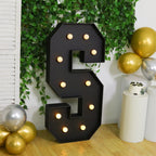 Giant LED Marquee Light Up Letter "S", Black 4ft Pre - Cut Foam Board with 10 Warm White Battery Operated LEDs, Glue Gun and Sticks - Bell Racket Store