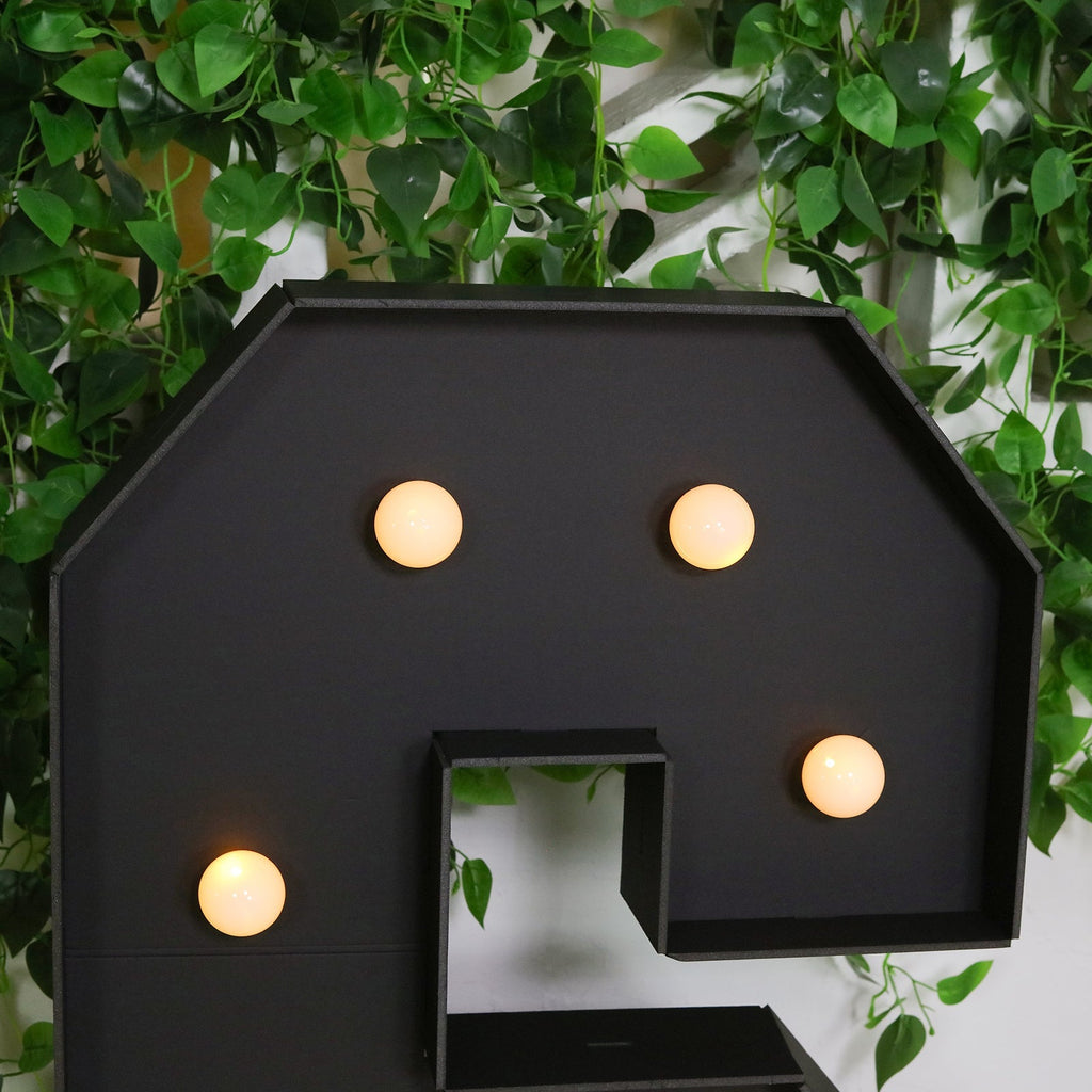 Giant LED Marquee Light Up Letter "S", Black 4ft Pre - Cut Foam Board with 10 Warm White Battery Operated LEDs, Glue Gun and Sticks - Bell Racket Store