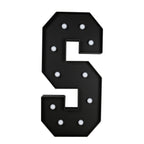 Giant LED Marquee Light Up Letter "S", Black 4ft Pre - Cut Foam Board with 10 Warm White Battery Operated LEDs, Glue Gun and Sticks - Bell Racket Store