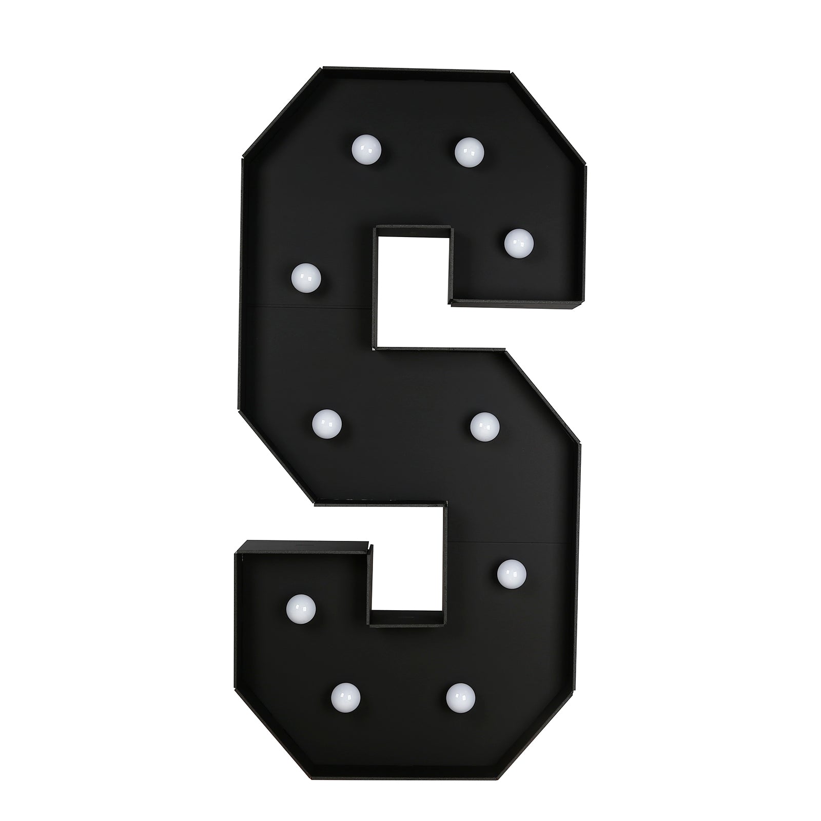 Giant LED Marquee Light Up Letter "S", Black 4ft Pre - Cut Foam Board with 10 Warm White Battery Operated LEDs, Glue Gun and Sticks - Bell Racket Store