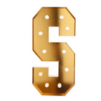 Giant LED Marquee Light Up Letter "S", Gold 4ft Pre - Cut Foam Board with 10 Warm White Battery Operated LEDs, Glue Gun and Sticks - Bell Racket Store