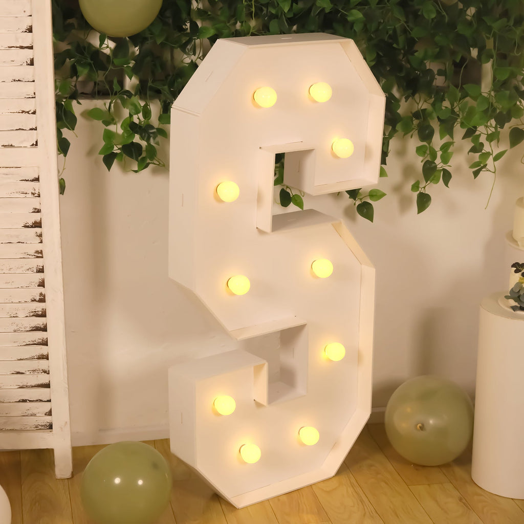 Giant LED Marquee Light Up Letter "S", White 4ft Pre - Cut Foam Board with 10 Warm White Battery Operated LEDs, Glue Gun and Sticks - Bell Racket Store