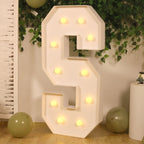Giant LED Marquee Light Up Letter "S", White 4ft Pre - Cut Foam Board with 10 Warm White Battery Operated LEDs, Glue Gun and Sticks - Bell Racket Store