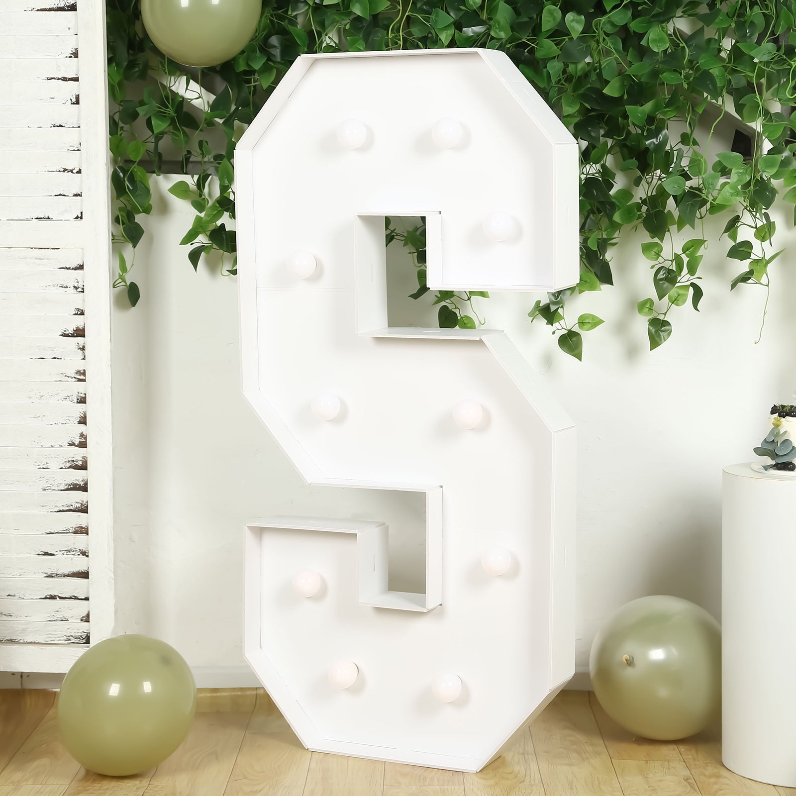 Giant LED Marquee Light Up Letter "S", White 4ft Pre - Cut Foam Board with 10 Warm White Battery Operated LEDs, Glue Gun and Sticks - Bell Racket Store