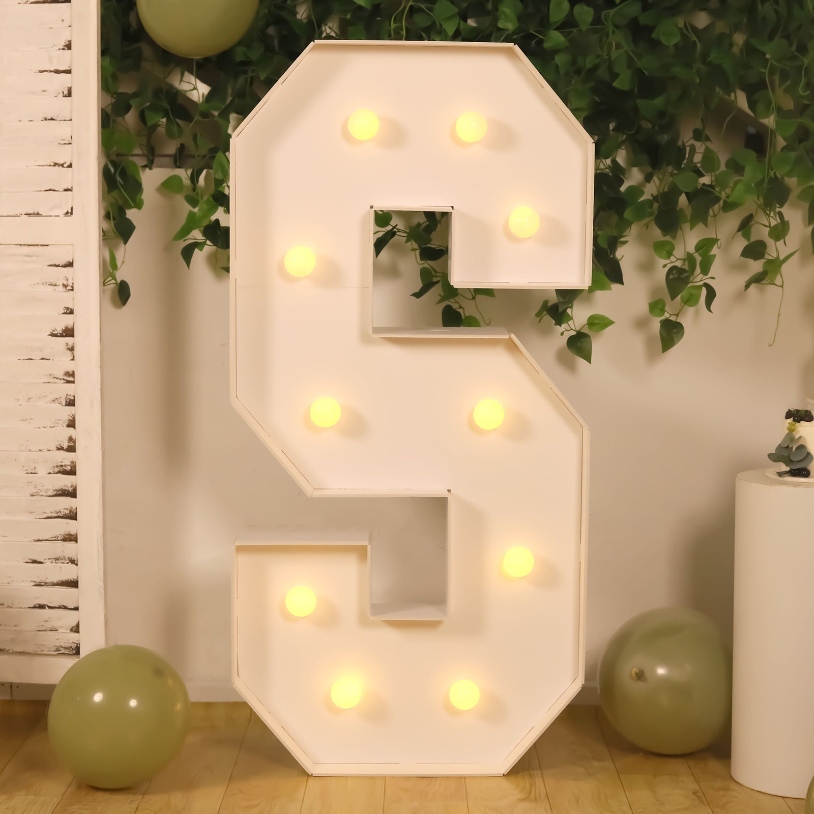 Giant LED Marquee Light Up Letter "S", White 4ft Pre - Cut Foam Board with 10 Warm White Battery Operated LEDs, Glue Gun and Sticks - Bell Racket Store