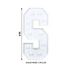 Giant LED Marquee Light Up Letter "S", White 4ft Pre - Cut Foam Board with 10 Warm White Battery Operated LEDs, Glue Gun and Sticks - Bell Racket Store
