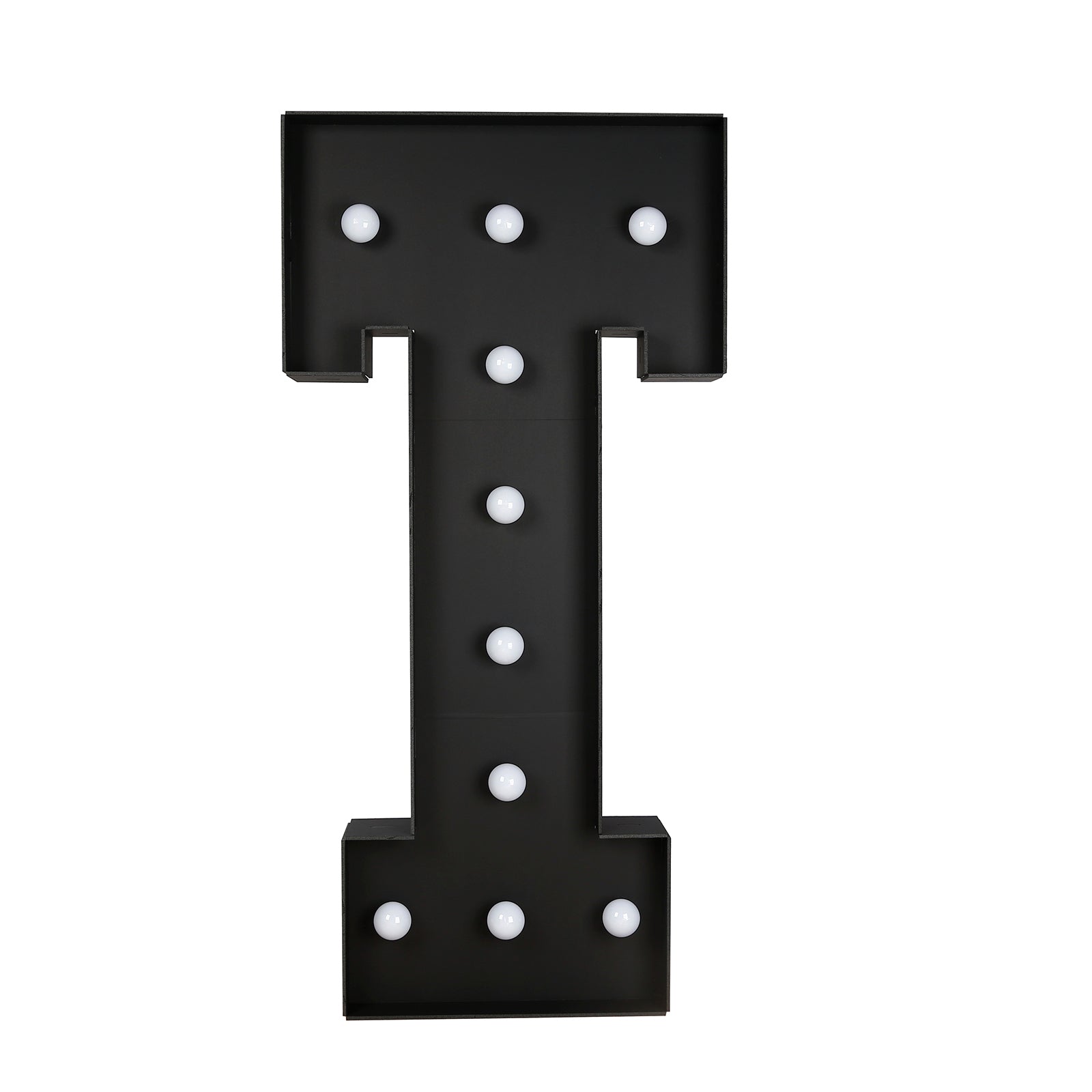 Giant LED Marquee Light Up Letter "T", Black 4ft Pre - Cut Foam Board with 10 Warm White Battery Operated LEDs, Glue Gun and Sticks - Bell Racket Store
