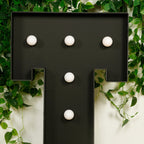 Giant LED Marquee Light Up Letter "T", Black 4ft Pre - Cut Foam Board with 10 Warm White Battery Operated LEDs, Glue Gun and Sticks - Bell Racket Store