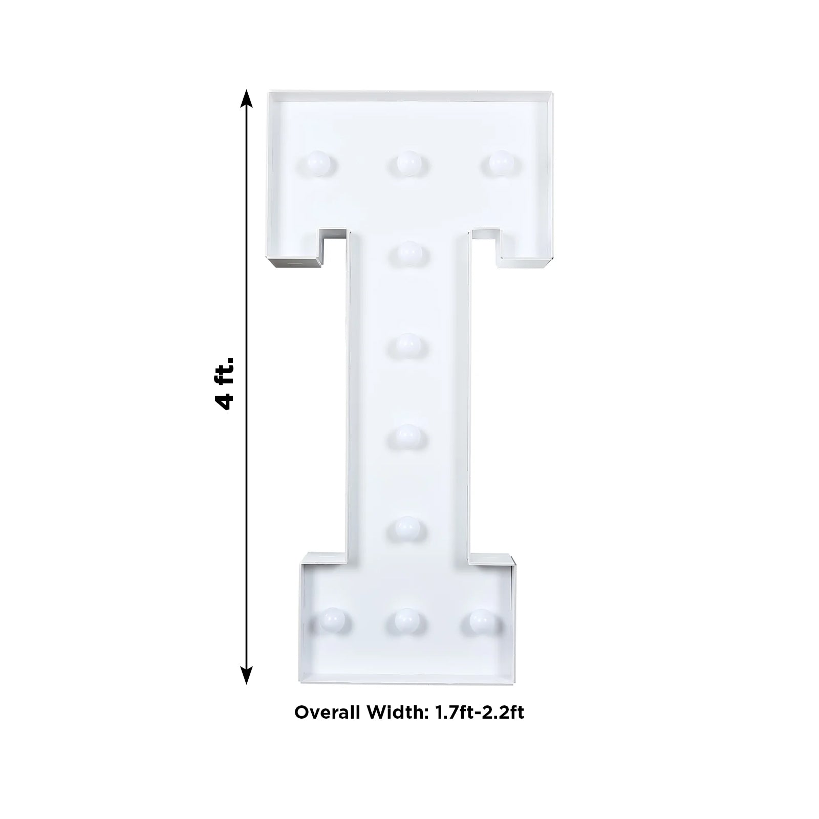 Giant LED Marquee Light Up Letter "T", White 4ft Pre - Cut Foam Board with 10 Warm White Battery Operated LEDs, Glue Gun and Sticks - Bell Racket Store