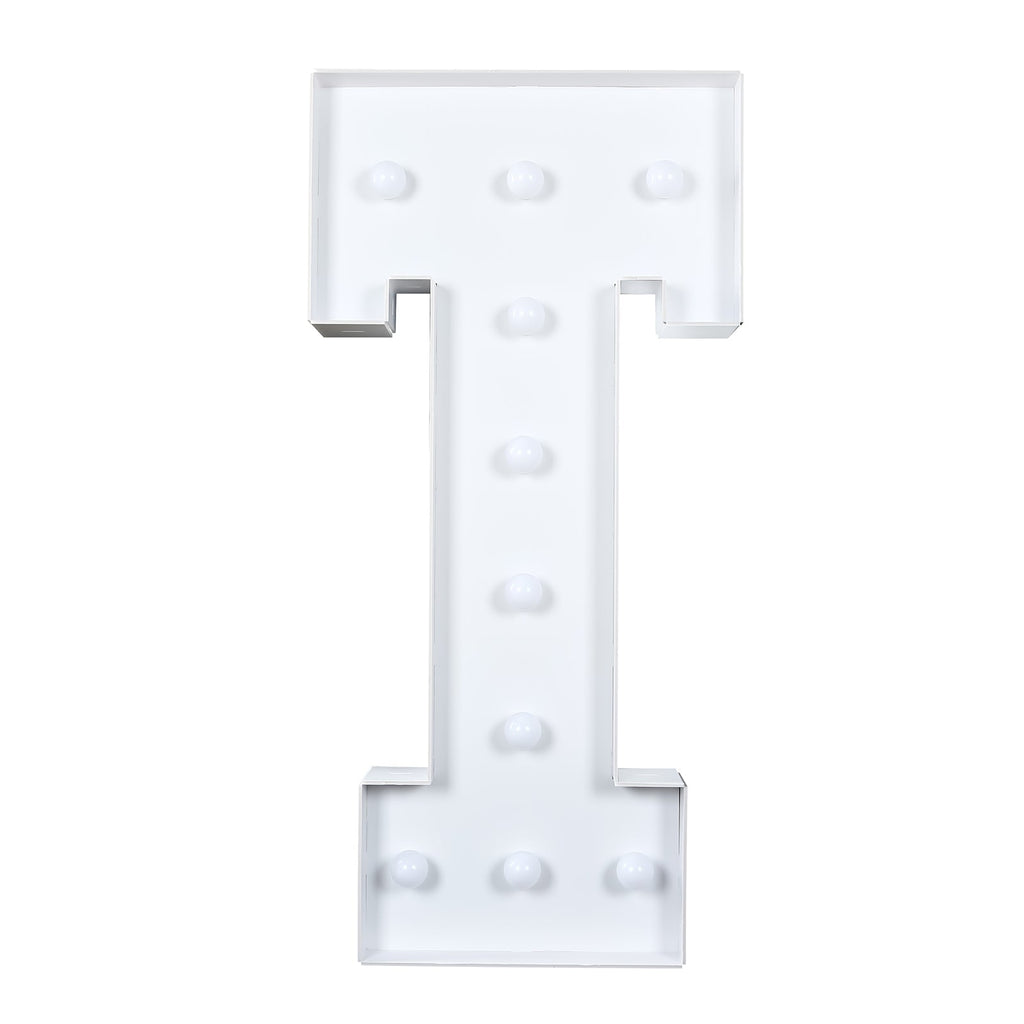 Giant LED Marquee Light Up Letter "T", White 4ft Pre - Cut Foam Board with 10 Warm White Battery Operated LEDs, Glue Gun and Sticks - Bell Racket Store