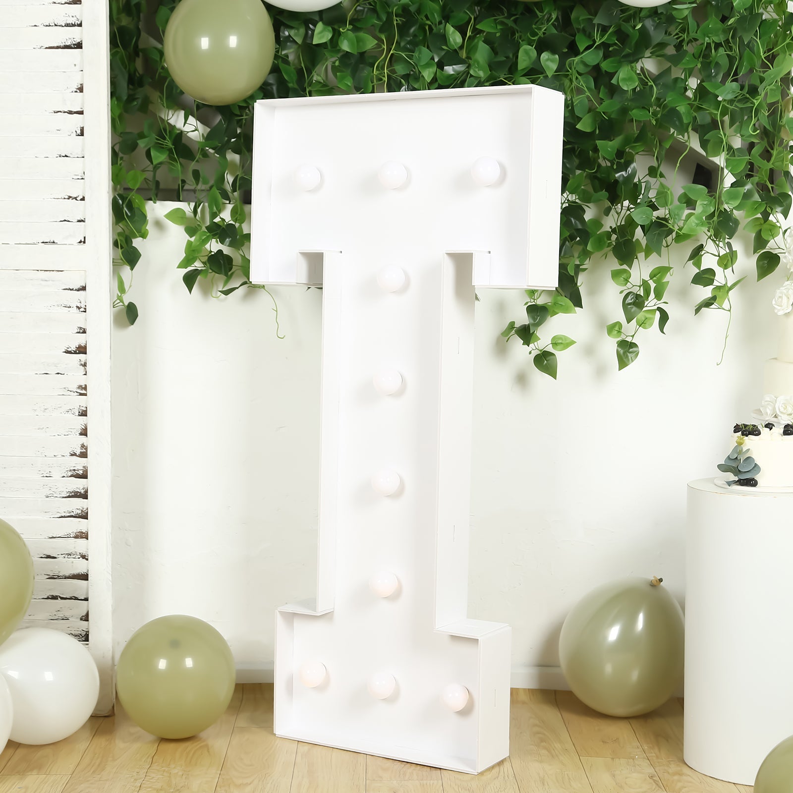 Giant LED Marquee Light Up Letter "T", White 4ft Pre - Cut Foam Board with 10 Warm White Battery Operated LEDs, Glue Gun and Sticks - Bell Racket Store