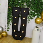 Giant LED Marquee Light Up Letter "U", Black 4ft Pre - Cut Foam Board with 10 Warm White Battery Operated LEDs, Glue Gun and Sticks - Bell Racket Store