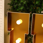 Giant LED Marquee Light Up Letter "U", Gold 4ft Pre - Cut Foam Board with 10 Warm White Battery Operated LEDs, Glue Gun and Sticks - Bell Racket Store