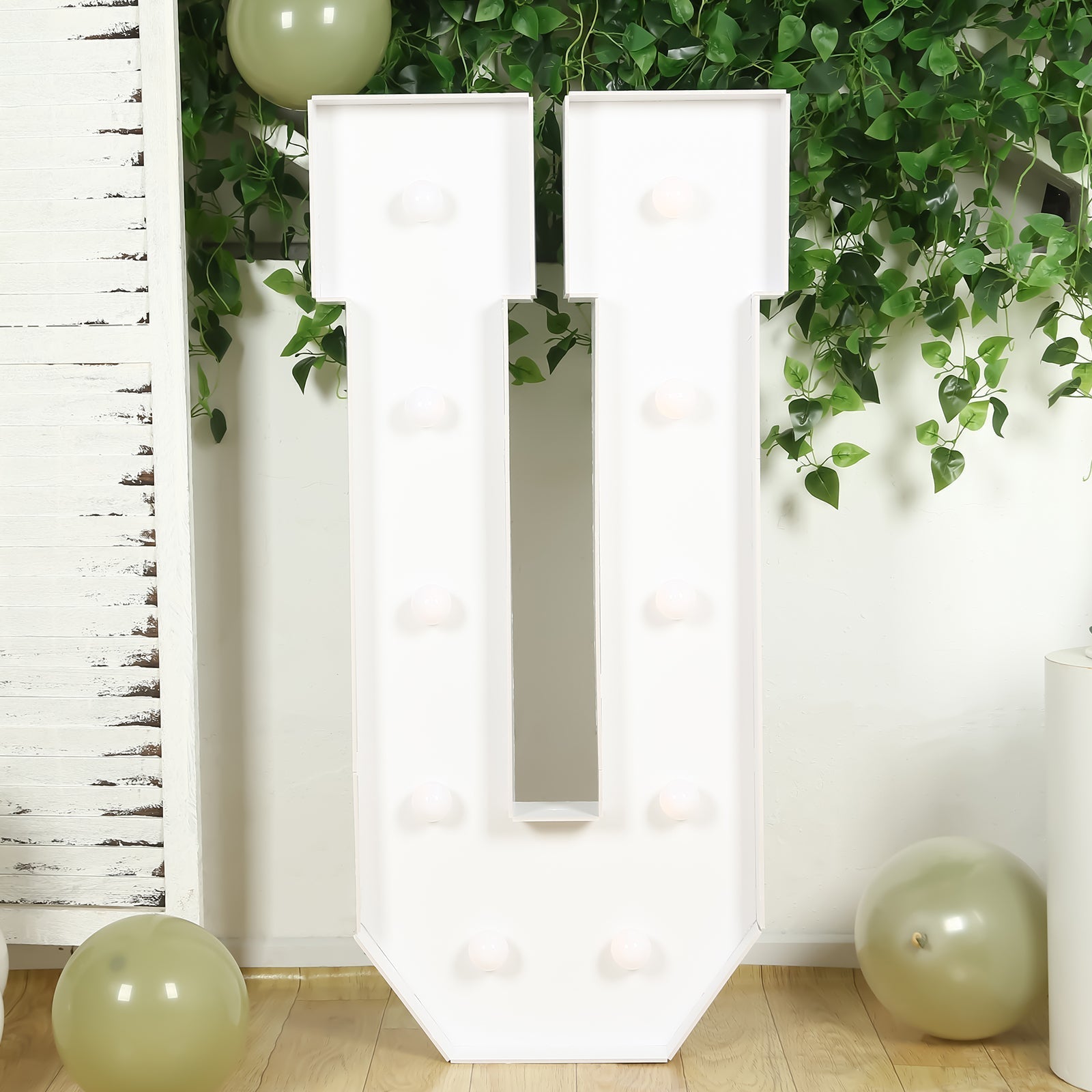 Giant LED Marquee Light Up Letter "U", White 4ft Pre - Cut Foam Board with 10 Warm White Battery Operated LEDs, Glue Gun and Sticks - Bell Racket Store