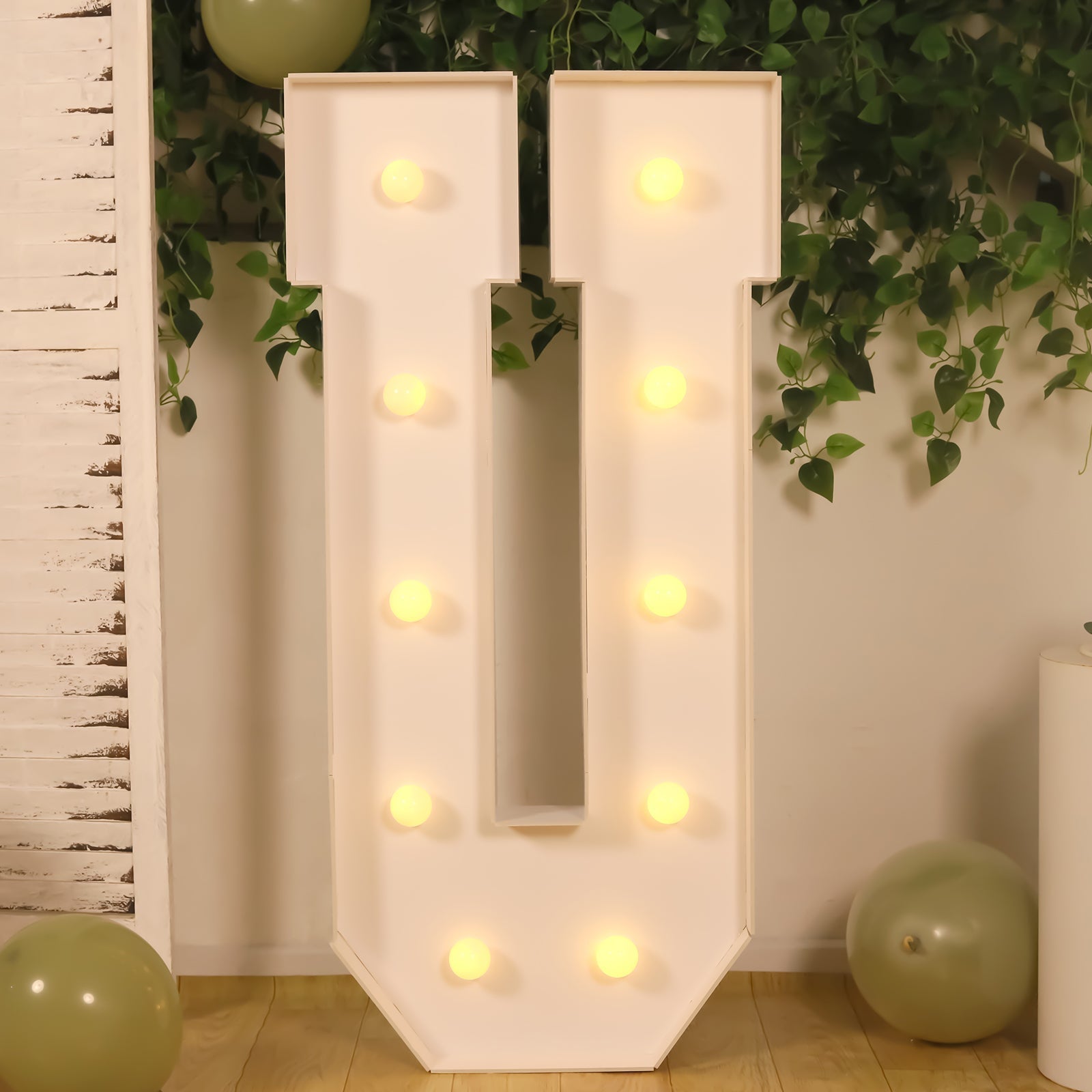 Giant LED Marquee Light Up Letter "U", White 4ft Pre - Cut Foam Board with 10 Warm White Battery Operated LEDs, Glue Gun and Sticks - Bell Racket Store