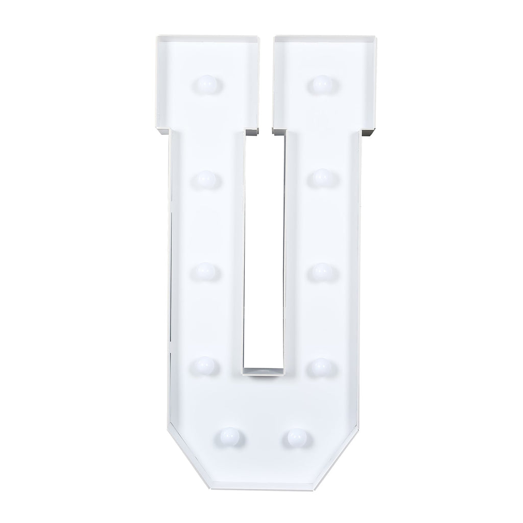Giant LED Marquee Light Up Letter "U", White 4ft Pre - Cut Foam Board with 10 Warm White Battery Operated LEDs, Glue Gun and Sticks - Bell Racket Store