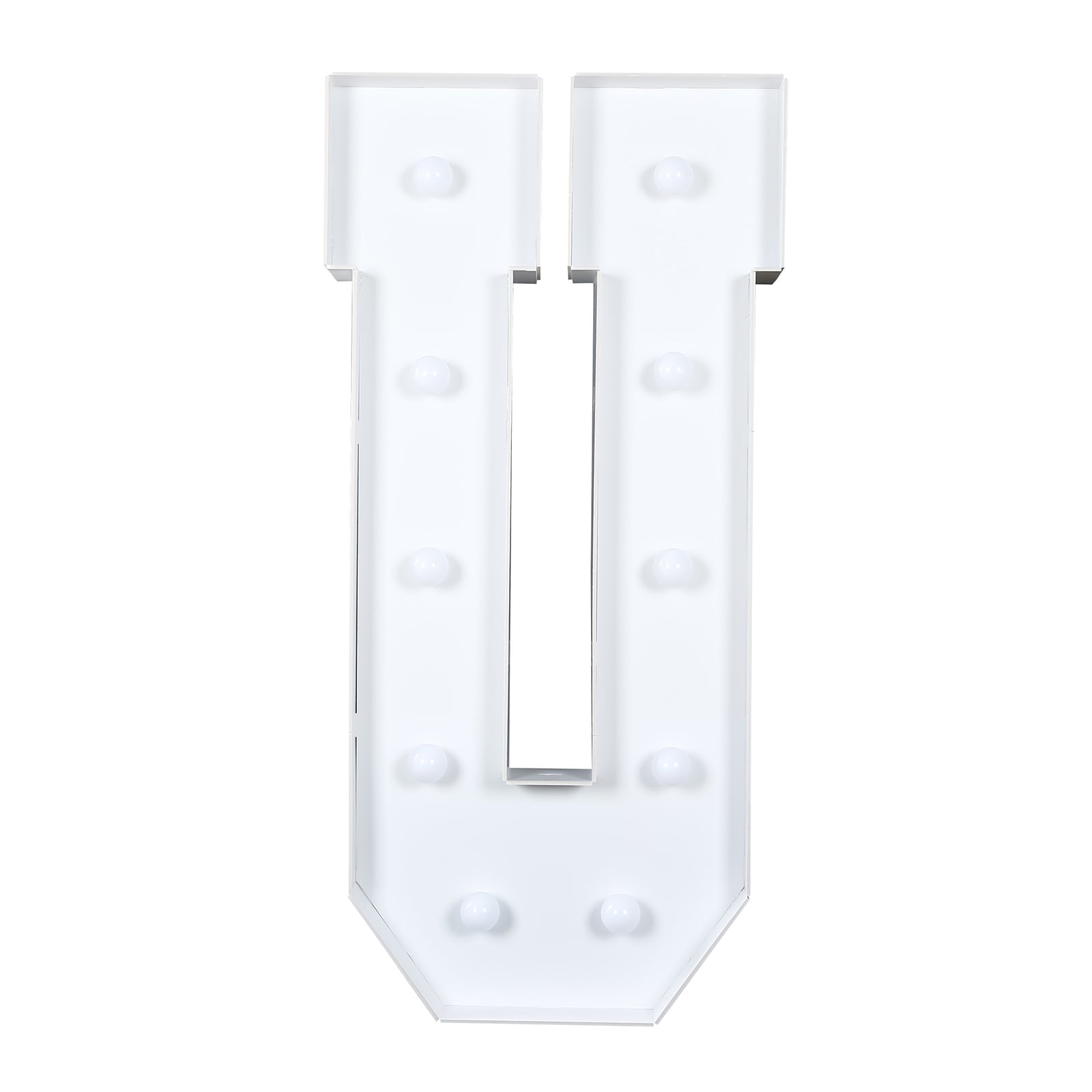 Giant LED Marquee Light Up Letter "U", White 4ft Pre - Cut Foam Board with 10 Warm White Battery Operated LEDs, Glue Gun and Sticks - Bell Racket Store