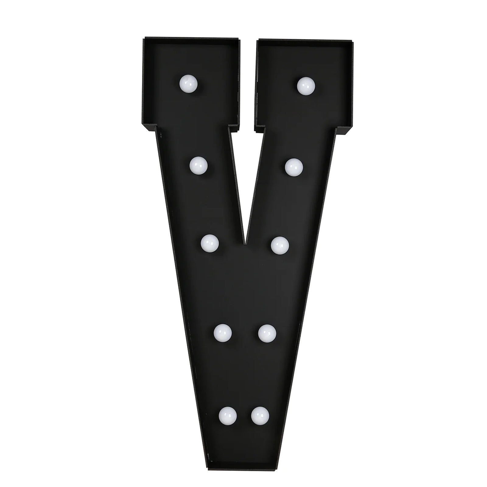 Giant LED Marquee Light Up Letter "V", Black 4ft Pre - Cut Foam Board with 10 Warm White Battery Operated LEDs, Glue Gun and Sticks - Bell Racket Store