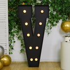 Giant LED Marquee Light Up Letter "V", Black 4ft Pre - Cut Foam Board with 10 Warm White Battery Operated LEDs, Glue Gun and Sticks - Bell Racket Store