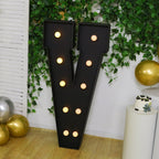 Giant LED Marquee Light Up Letter "V", Black 4ft Pre - Cut Foam Board with 10 Warm White Battery Operated LEDs, Glue Gun and Sticks - Bell Racket Store