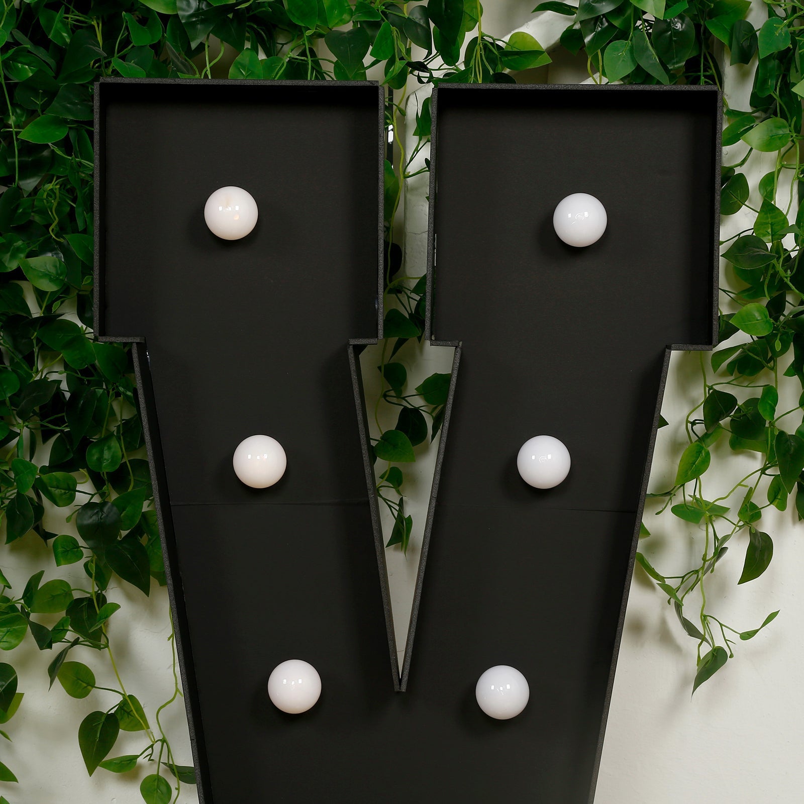 Giant LED Marquee Light Up Letter "V", Black 4ft Pre - Cut Foam Board with 10 Warm White Battery Operated LEDs, Glue Gun and Sticks - Bell Racket Store