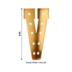 Giant LED Marquee Light Up Letter "V", Gold 4ft Pre - Cut Foam Board with 10 Warm White Battery Operated LEDs, Glue Gun and Sticks - Bell Racket Store