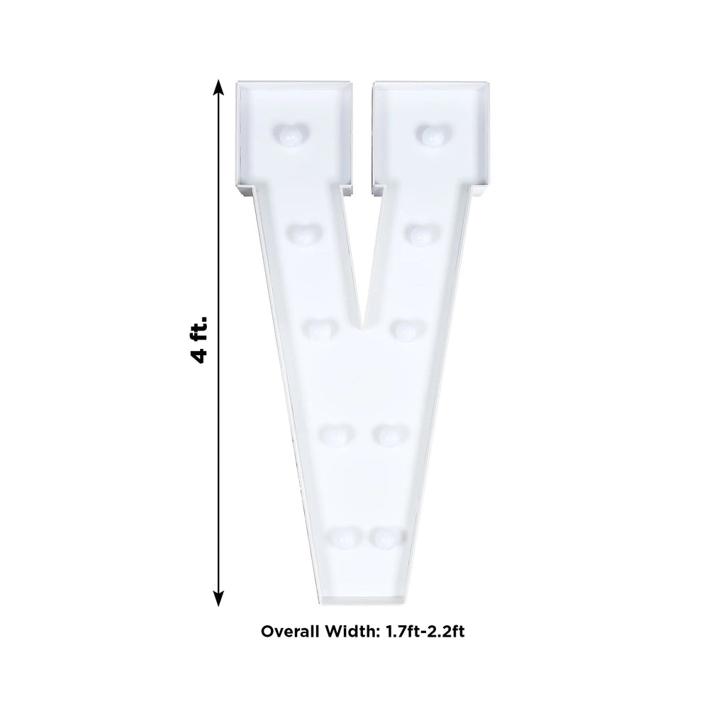 Giant LED Marquee Light Up Letter "V", White 4ft Pre - Cut Foam Board with 10 Warm White Battery Operated LEDs, Glue Gun and Sticks - Bell Racket Store