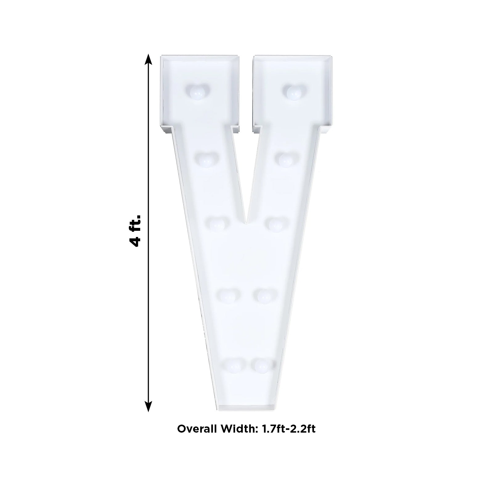 Giant LED Marquee Light Up Letter "V", White 4ft Pre - Cut Foam Board with 10 Warm White Battery Operated LEDs, Glue Gun and Sticks - Bell Racket Store
