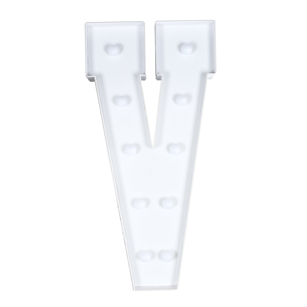 Giant LED Marquee Light Up Letter "V", White 4ft Pre - Cut Foam Board with 10 Warm White Battery Operated LEDs, Glue Gun and Sticks - Bell Racket Store