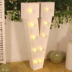 Giant LED Marquee Light Up Letter "V", White 4ft Pre - Cut Foam Board with 10 Warm White Battery Operated LEDs, Glue Gun and Sticks - Bell Racket Store