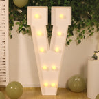 Giant LED Marquee Light Up Letter "V", White 4ft Pre - Cut Foam Board with 10 Warm White Battery Operated LEDs, Glue Gun and Sticks - Bell Racket Store