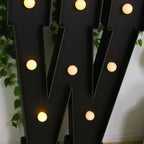 Giant LED Marquee Light Up Letter "W", Black 4ft Pre - Cut Foam Board with 10 Warm White Battery Operated LEDs, Glue Gun and Sticks - Bell Racket Store