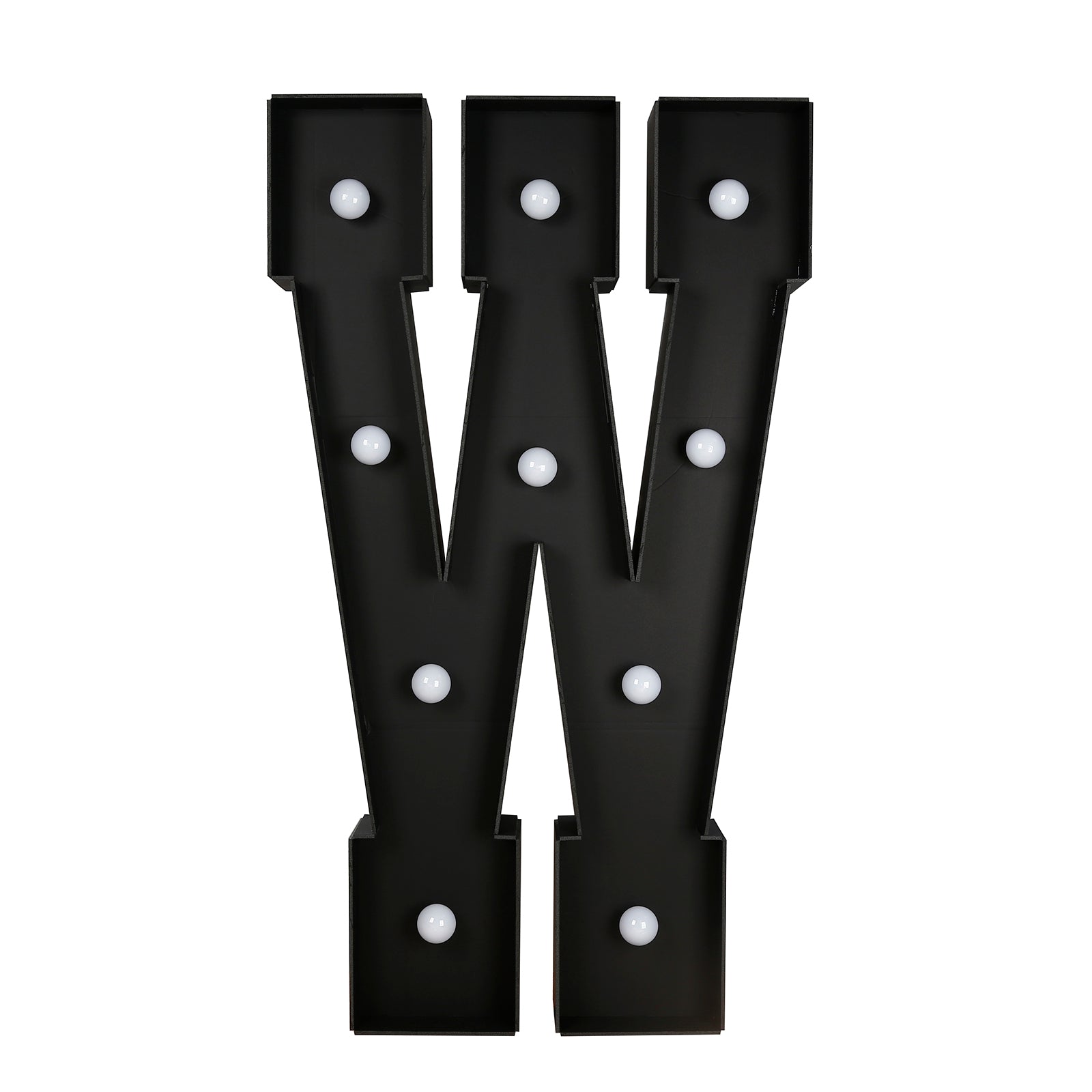 Giant LED Marquee Light Up Letter "W", Black 4ft Pre - Cut Foam Board with 10 Warm White Battery Operated LEDs, Glue Gun and Sticks - Bell Racket Store