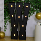 Giant LED Marquee Light Up Letter "W", Black 4ft Pre - Cut Foam Board with 10 Warm White Battery Operated LEDs, Glue Gun and Sticks - Bell Racket Store
