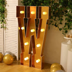 Giant LED Marquee Light Up Letter "W", Gold 4ft Pre - Cut Foam Board with 10 Warm White Battery Operated LEDs, Glue Gun and Sticks - Bell Racket Store