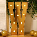 Giant LED Marquee Light Up Letter "W", Gold 4ft Pre - Cut Foam Board with 10 Warm White Battery Operated LEDs, Glue Gun and Sticks - Bell Racket Store