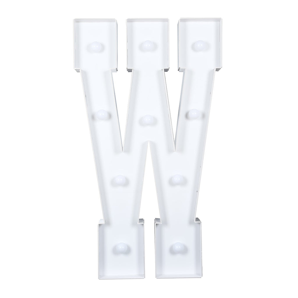 Giant LED Marquee Light Up Letter "W", White 4ft Pre - Cut Foam Board with 10 Warm White Battery Operated LEDs, Glue Gun and Sticks - Bell Racket Store